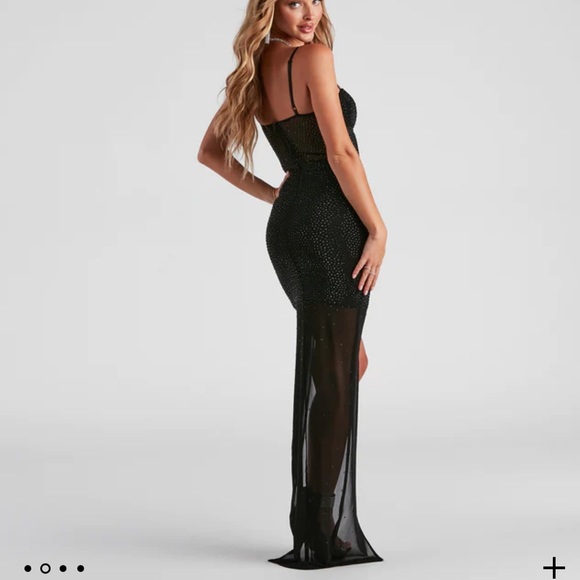 Windsor Black Sequin Slit Dress - Picture 3 of 10
